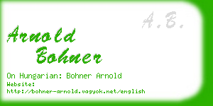 arnold bohner business card